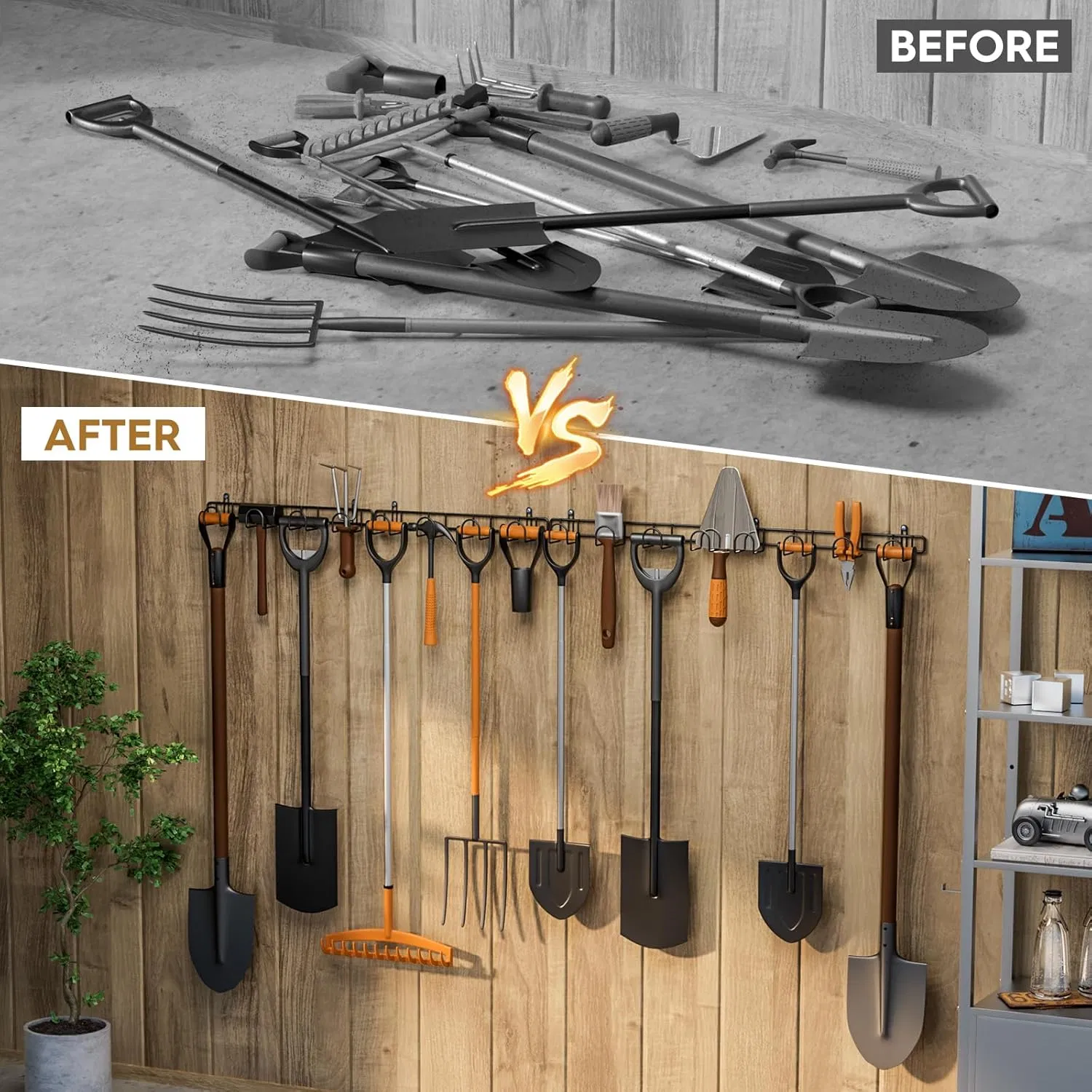 Garden Tool Rack, 4 Pack 15.9inch Garage Tool Organizer