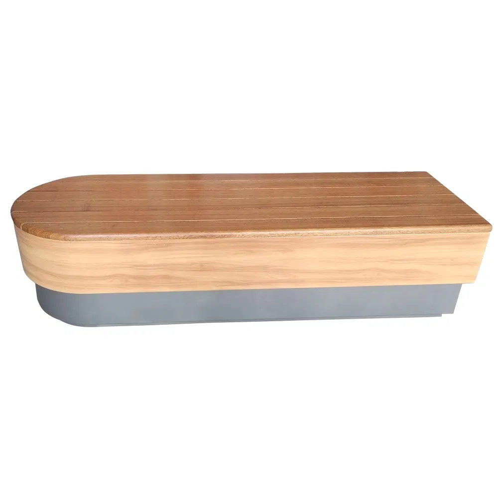 Outdoor Solid Wood Steel Storage Long Bench Park Benches Wood Seat Benches