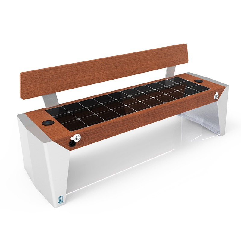 All-in-One Solar Bench for Relaxing &amp; Phone Charging in Gardens