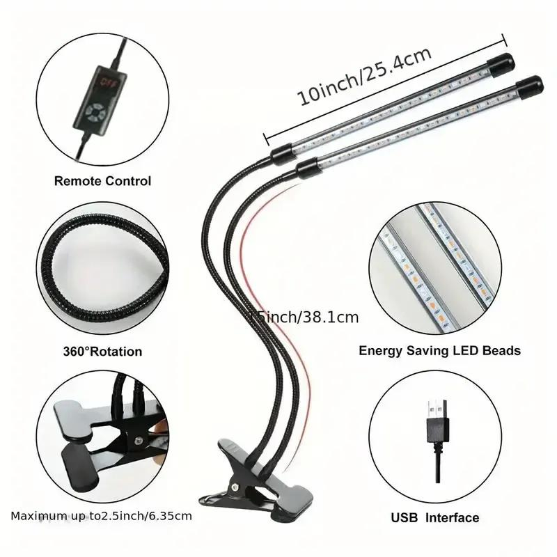 OEM Factory Three-Head Clip-on LED Grow Liqht Indoor Plant Growth Seed Starting Red Blue Hydroponic Lighting for Blooming