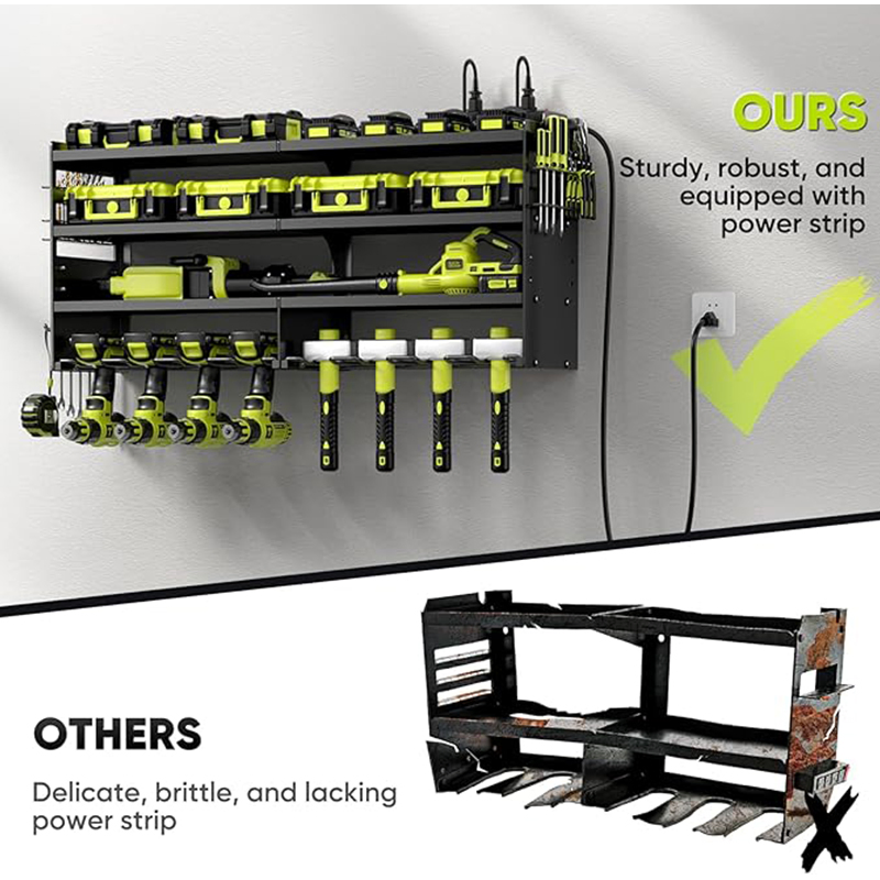 Advanced 49" W Large Garage Powder Tool Wall Mount Storage Garden Tool Organizer