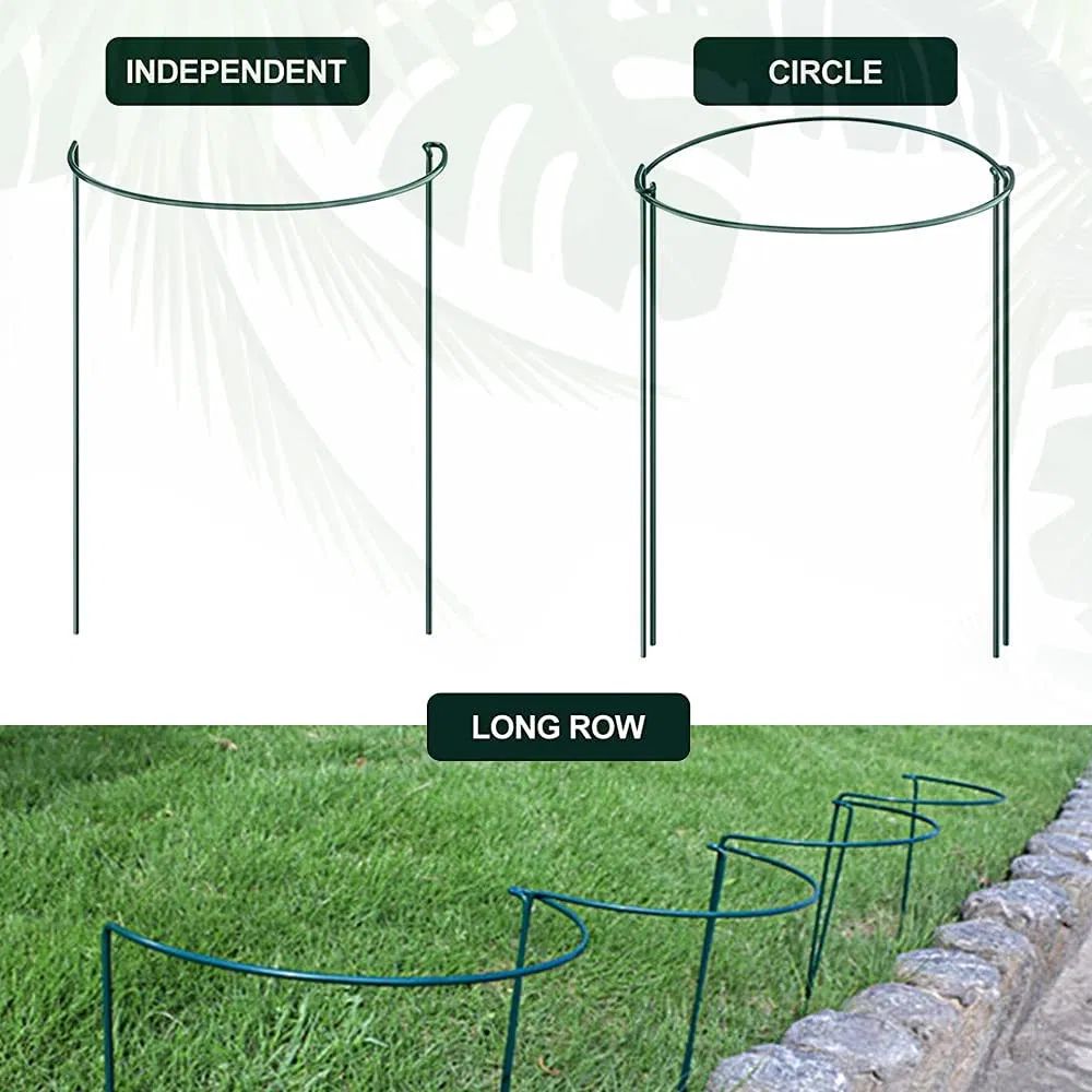 Garden Support Stake, Half Round Metal Garden Plant Support Ring, Border Support