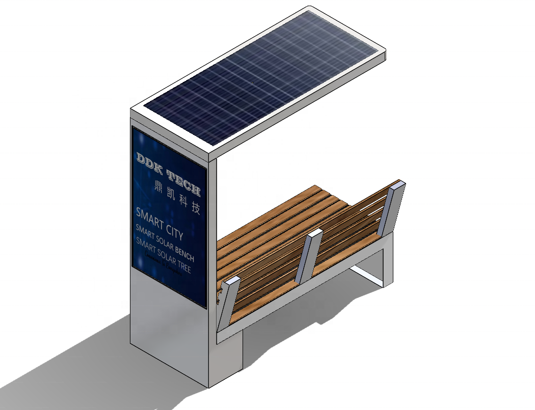 Outdoor Garden Storage Bench with Solar Energy Display Solar Bench Smart Furniture Outdoor Solar Seat