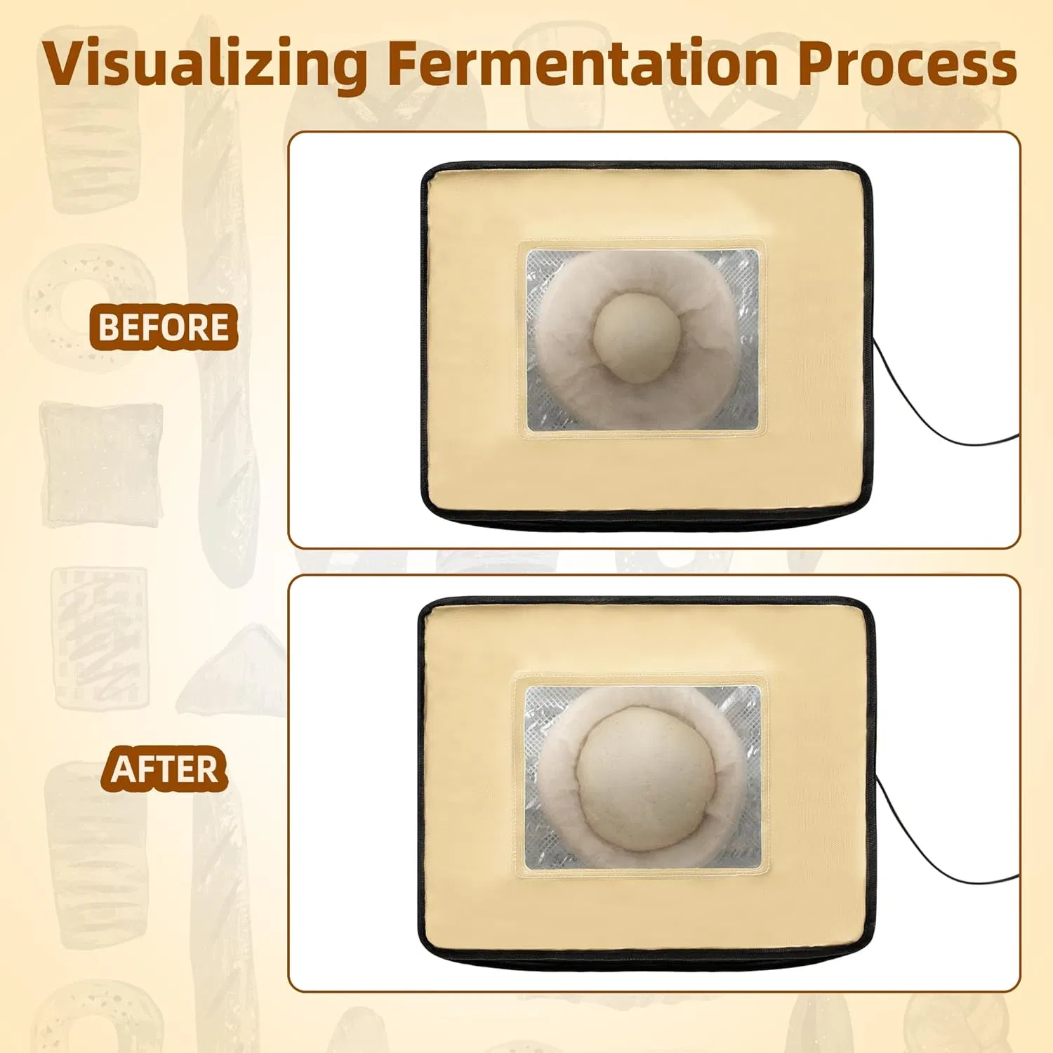 Folding Dough Proofer Box with Temp Control (50-130℉) &amp; 24H Timer, Extra Large Bread Proofing Box for Sourdough, Pizza, Yogurt, Seed Starting, 3D Filament Dryin