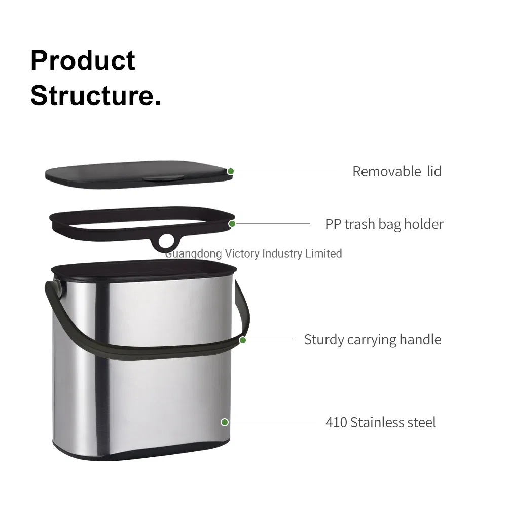 Kitchen Countertop Compost Bin Small Composting Bin with Handle Bathroom Trash Can with Lid