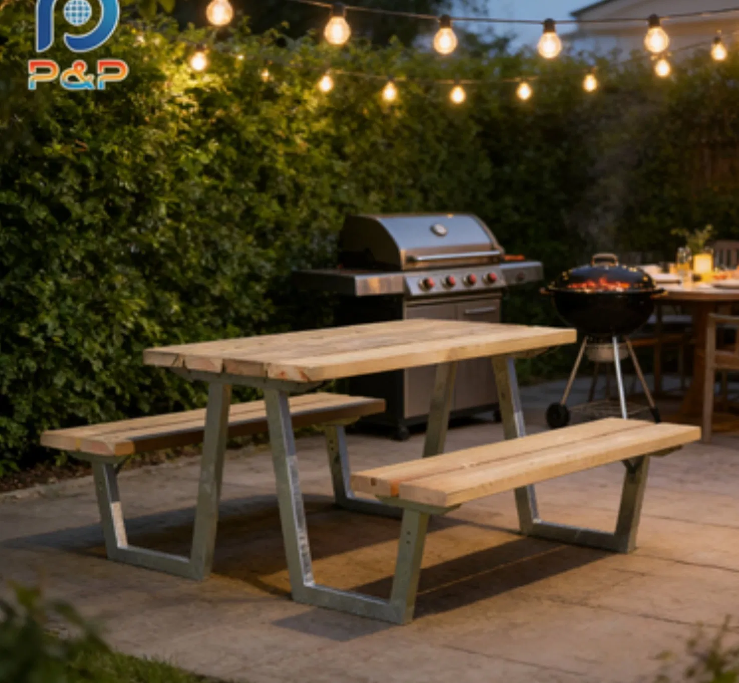 Outdoor Garden Table Bench with Storage - Modern Patio Furniture for Backyard Essentials