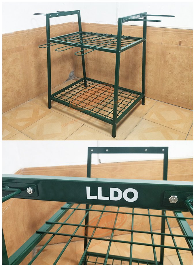 Metal Wire Mesh Floor Standing Hooks Hanging Garden Tool Organizer