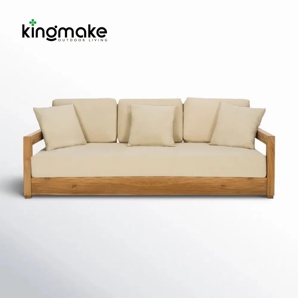 Hotel Project Sunproof Fabric Teak Wood Rope Patio Garden furniture Balcony Outdoor Sofa for Villa&Hotel