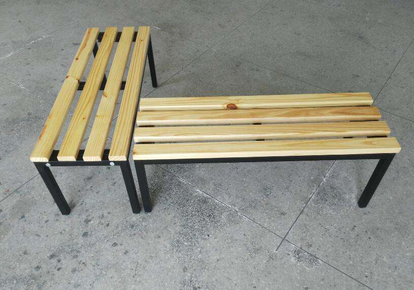 Elegant Outdoor Wooden Bench with Stainless Steel Accents
