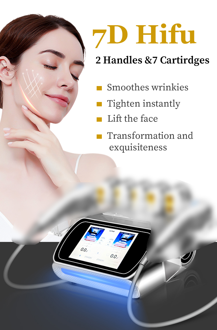 2026 2in1 Multifunctional 7D HIFU Machine ABS Face Lifting High Intensity Brush Skin Firming Anti-aging 7-Piece Cartridge