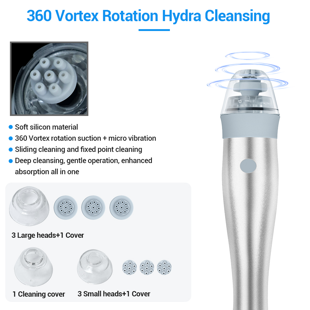 12 in 1 Multi Dimensional Blackhead Remover Vacuum Hydra Dermabrasion Facial Care Machine Professional with 360 Vortex Rotation