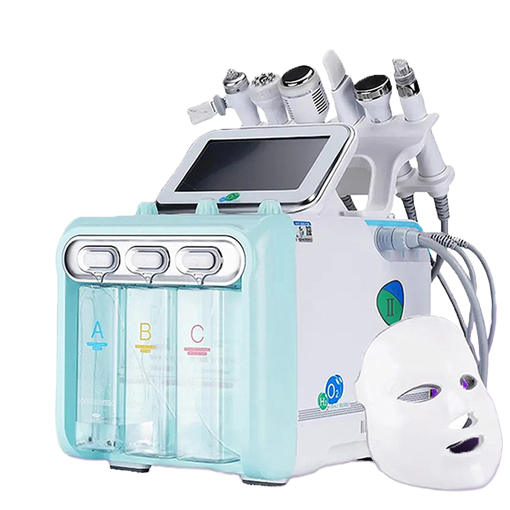 Beauty Machine High Frequency Hydrodermabrasion 6-in-1 Face Machine Microdermabrasion Hydro Facial Machine US UK Stainless Steel