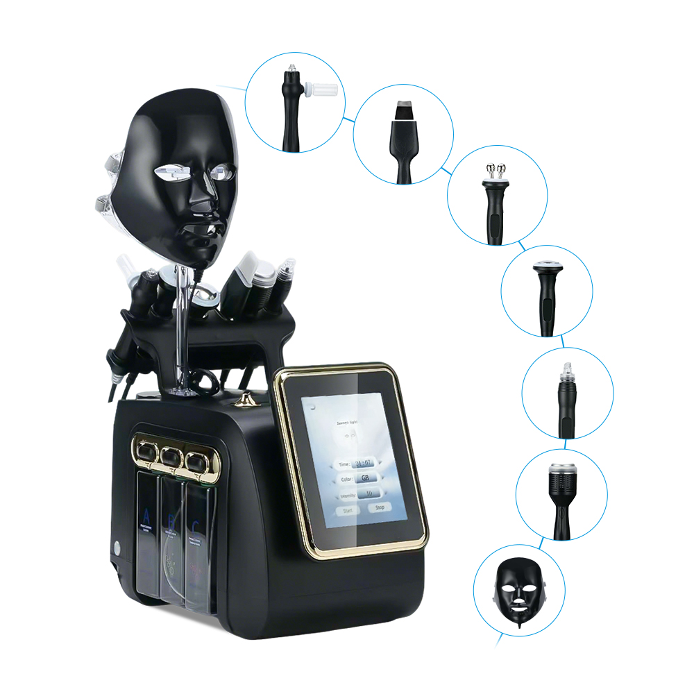 New Portable 7 in 1 Hydra Beauty Facial Machine Blackhead Removal Machine with LEDs-lights Mask