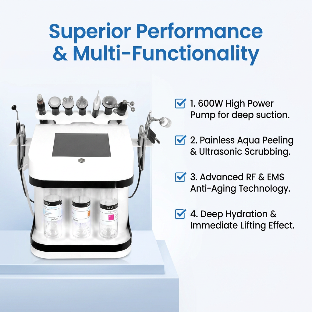 Professional Hydro Aqua Peeling Beauty Facial Equipment 10 Handles Facial Skin Deep Cleaning Machine for Salon Use