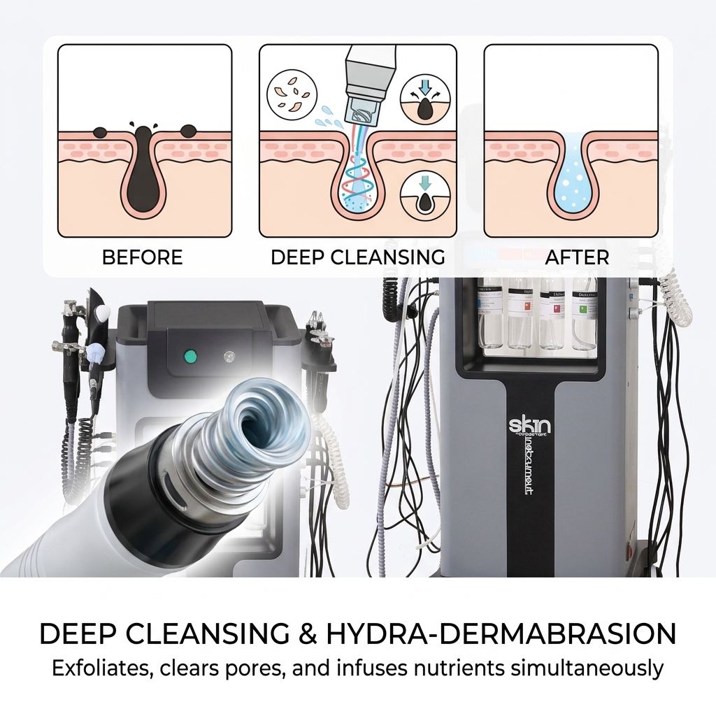 Professional 8 in 1 Hydro Dermabrasion Aqua Peel Oxygen Bubble Blackhead Remover Facial Machine for Spa