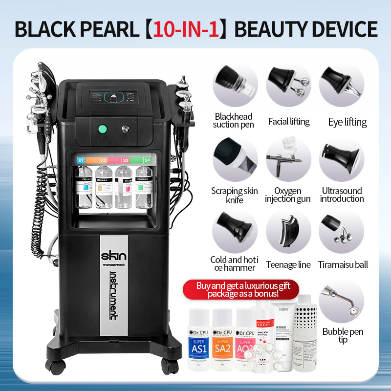 Lingvita Black Pearl Aqua Beauty Machine Oxygen Skin Care Advanced 10 in 1 Beauty Salon Facial Equipment