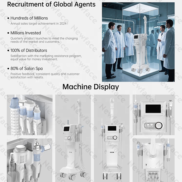 NewFace CE FCC UCKA RoHS Oxygen Infusion Cold and Hot Hammer Cryotherapy 9 in 1 Professional Hydra Oxygen Spray Facial Machine