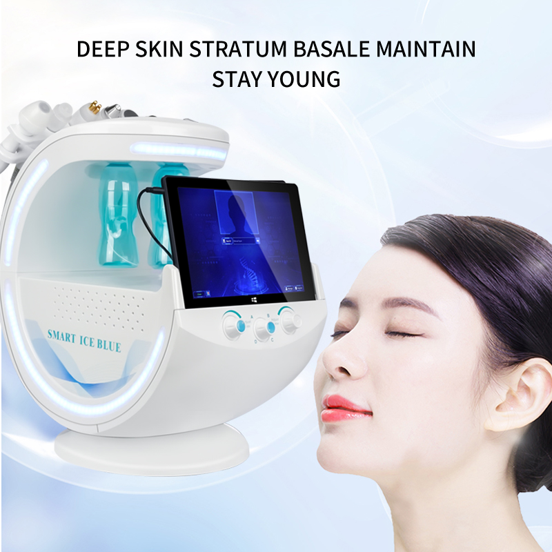 Portable Desktop CryoHydro Oxygen Smart Ice Blue Machine Microdermabrasion Facial Cleansing Skin Analysis Beauty Device