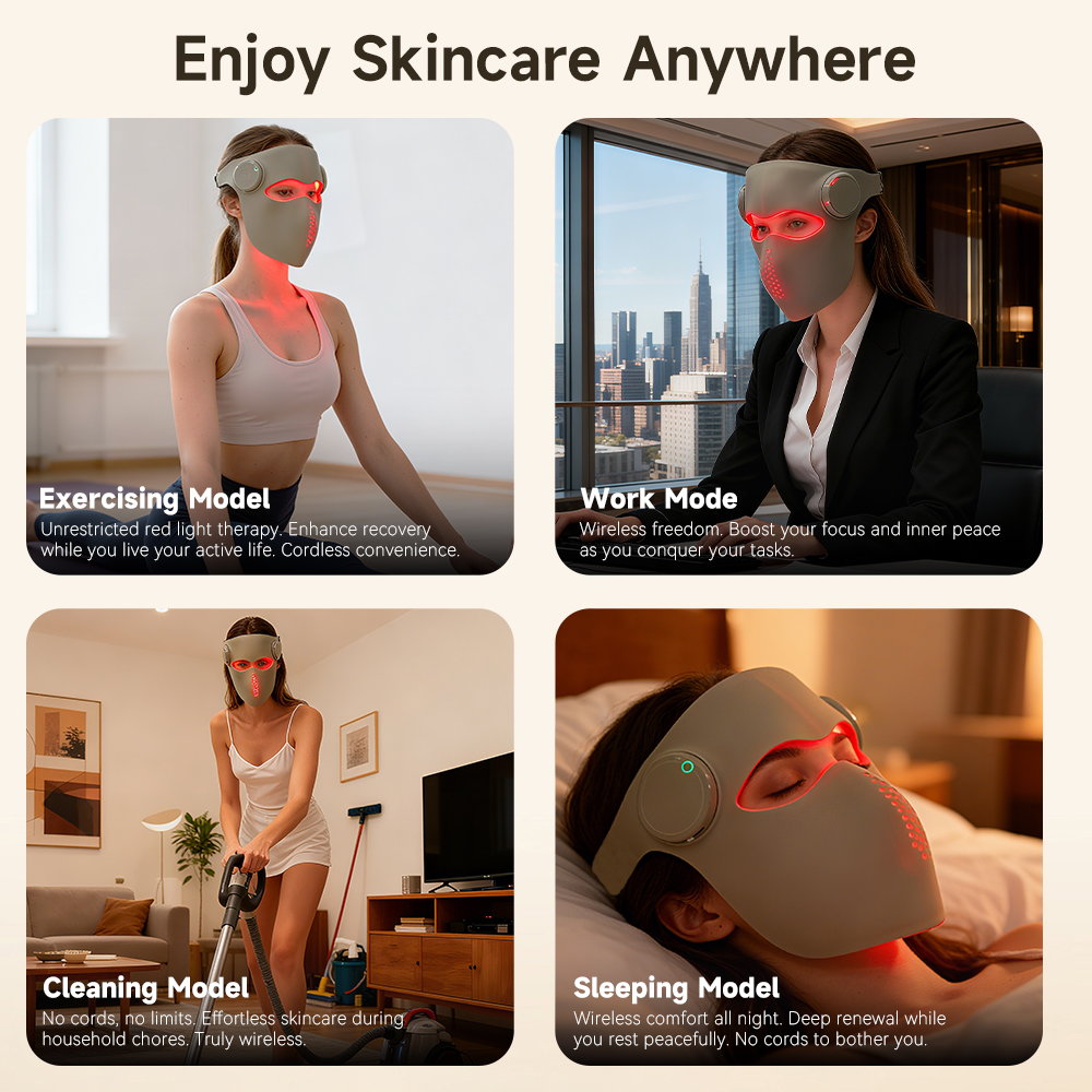 RedThera Wireless Red Light Therapy Mask Led Infrared Light Therapy Facial Mask For Face
