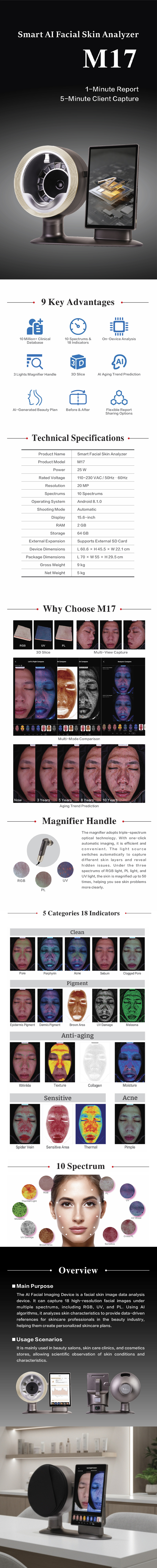 4D Skin Analyzer Facial Scanner Digital Skin Tester UV Spectrum Detection AI Intelligent Skin Diagnosis Machine Dermatology