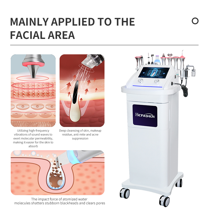Multifunctional 11-in-1 Portable Oxygen Facial Machine Water Jet Cleansing Exfoliation Pore Shrinking Whitening Acne Treatment