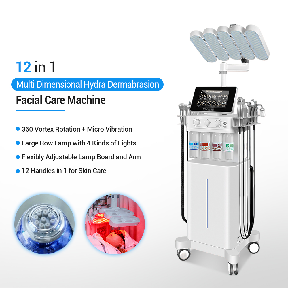 12 in 1 Multi Dimensional Blackhead Remover Vacuum Hydra Dermabrasion Facial Care Machine Professional with 360 Vortex Rotation