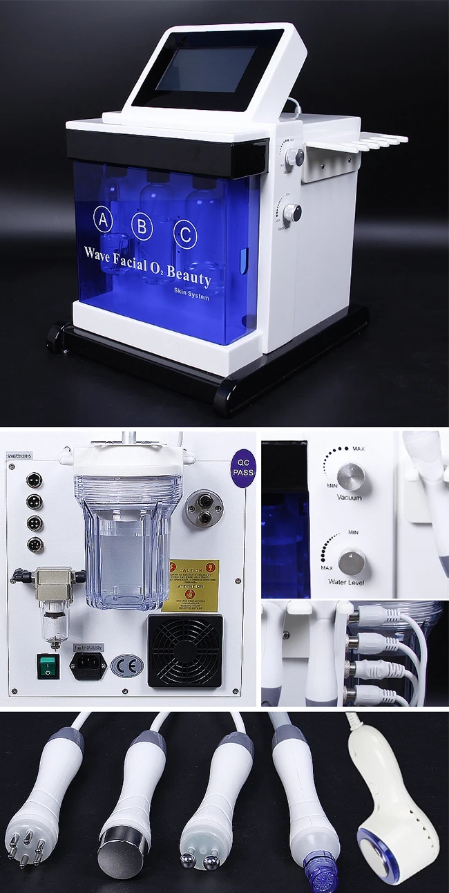 5 in 1 Desktop Hydro Bubble Water Dermabrasion Face Cleaning BIO Microcurrent Face Care Machine
