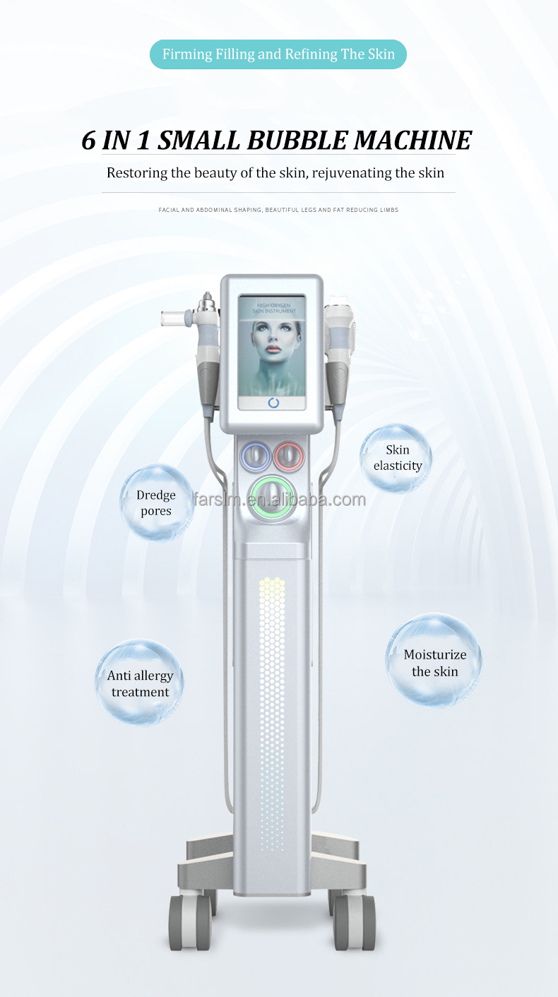 FARSLIM 6 in 1 Oxygen Jet Peel Skin Whitening Anti-Aging Skin Cleaning Acne Treatment Oxygen Hydradermabrasion Facial Machine