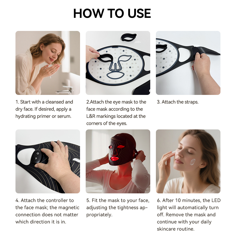 Custom Private Label 510K Wireless Home Use Beauty Red Light Therapy Infrared Light Eye Face Led Facial Mask
