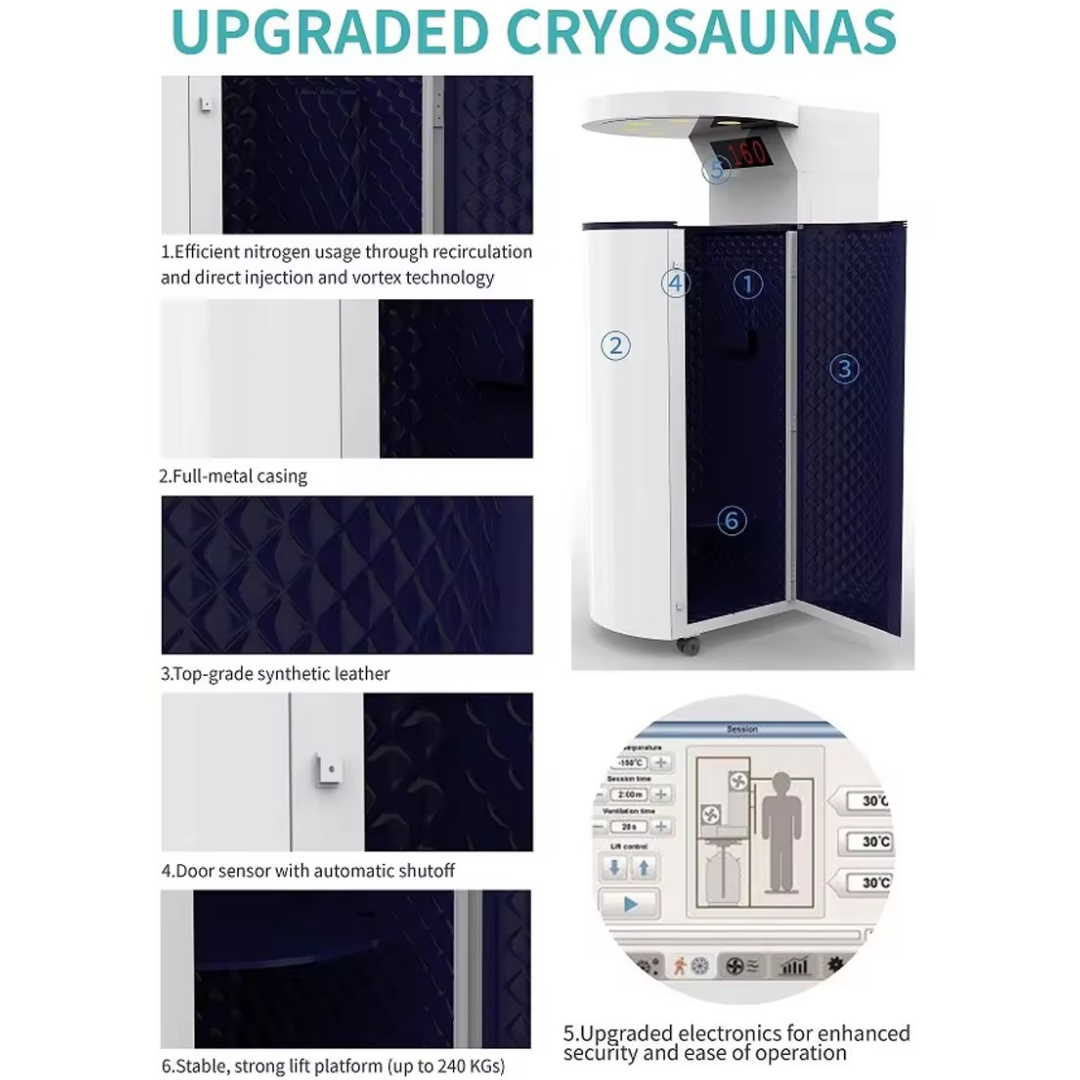 3D Surround Cryotherapy Recovery IP54 LN2 Cryogenic Electrical Cryosauna Full for Face and Body