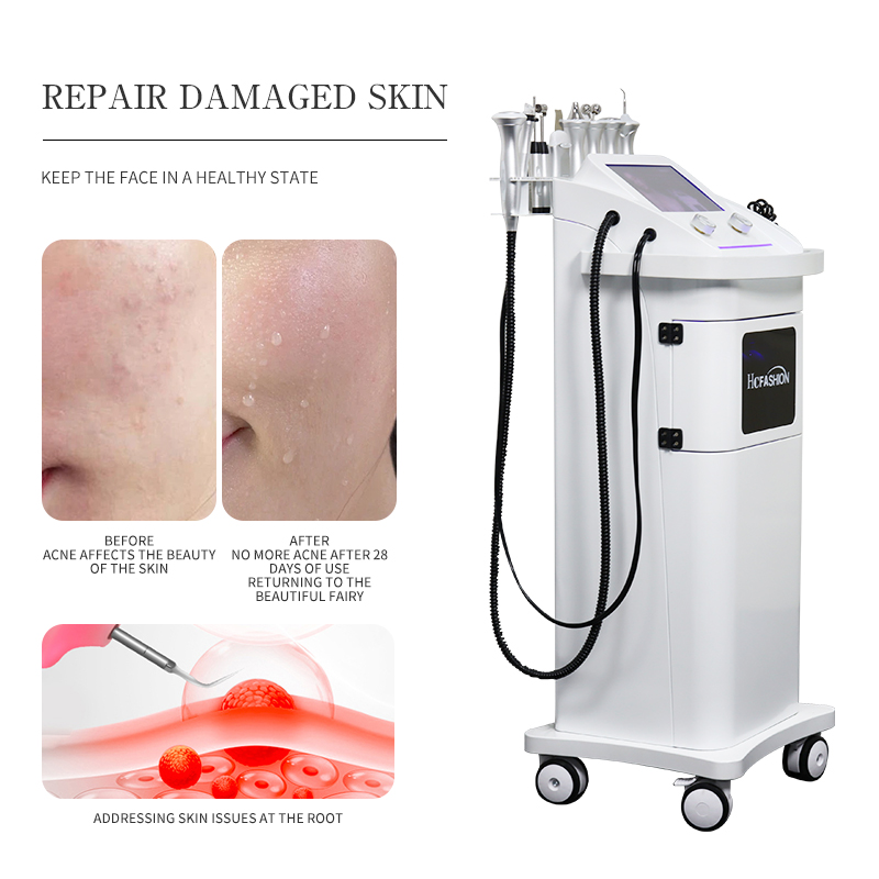 Multifunctional 11-in-1 Portable Oxygen Facial Machine Water Jet Cleansing Exfoliation Pore Shrinking Whitening Acne Treatment