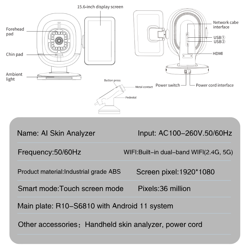 Newest 3D AI Intelligent Skin Analyzer Face Scanner Skin Analysis Machine Facial Tester Scanner Support 19 Languages