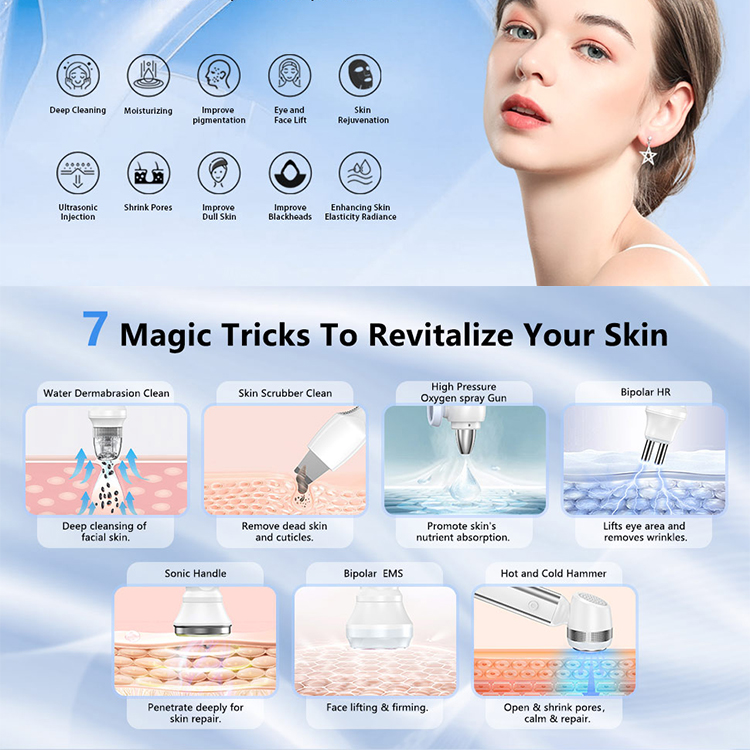 W05X 4.0 8 in 1 Small Bubble Hydro Skin Management Machine Water Oxygen Peeling Deep Cleansing Ultrasonic Beauty Device