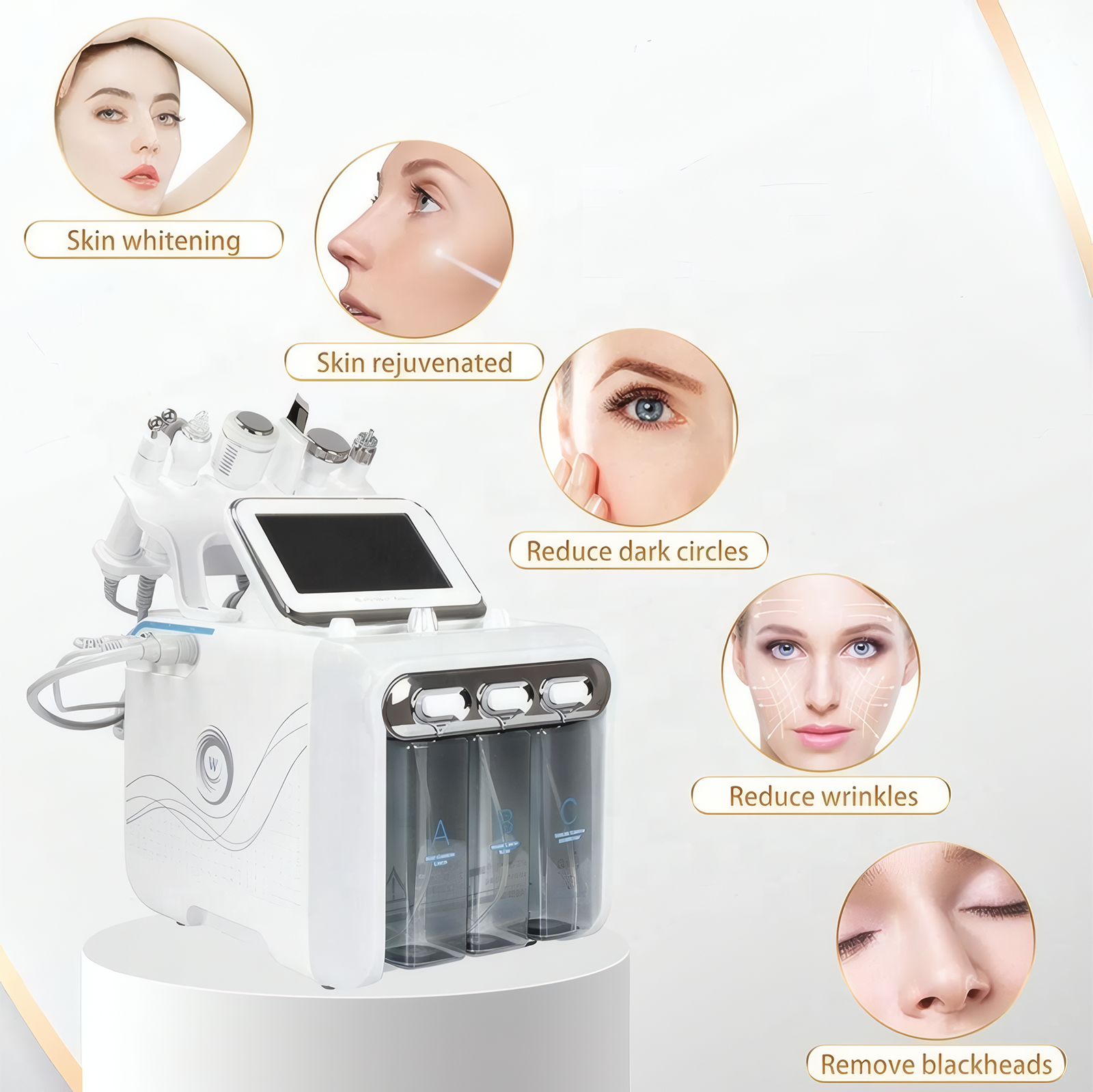 Factory price 6-in-1 Hydra Dermabrasion and Oxygen Jet Peel Machine H2O2 Oxigen Facial Care Skin Tghtening Beauty Equipment