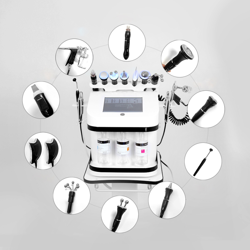 10 in 1 Hydro Dermabrasion Skin Deep Cleansing H2O2 Oxygen Jet Aqua Peel Facial Water Beauty Machine for Home Use