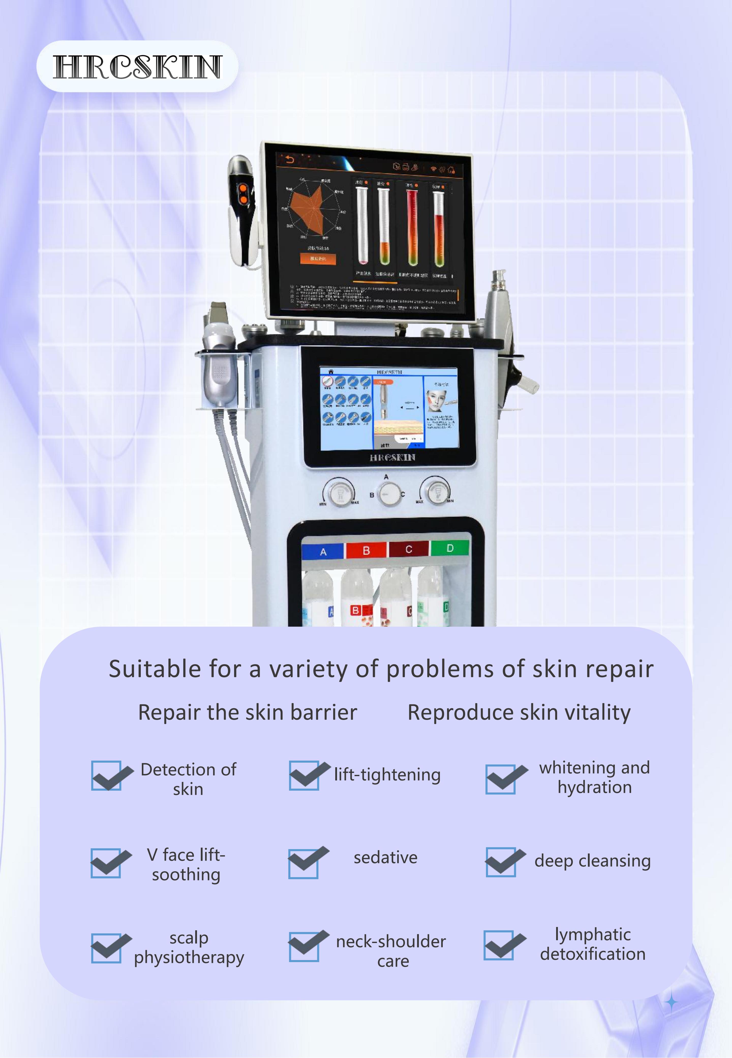 Oxygen Facial Machine Hydro Skin Care Machine for Beauty Salon Oxygen Jet Peel 13 in 1 Hydro Machine for Face