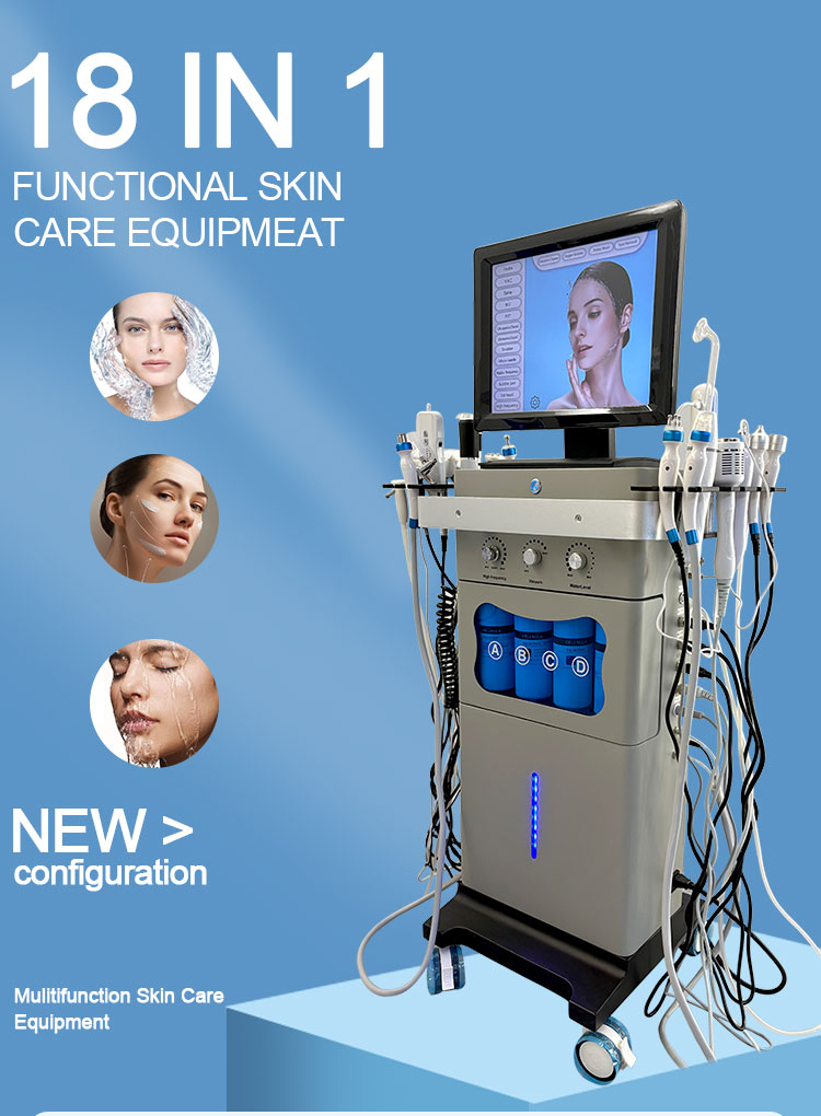 Promotion 18 in 1 Hydro Dermabrasion Facial Machine Oxygen Jet Vacuum Hydrating Touch Screen Commercial Use Skin Cleansing
