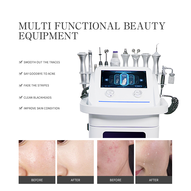 Multifunctional 11-in-1 Portable Oxygen Facial Machine Water Jet Cleansing Exfoliation Pore Shrinking Whitening Acne Treatment