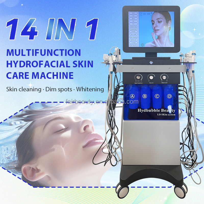 2026 NEW UPDATED 14 in 1 Hydrodermabrasion Face Care Spa Machine Oxygen Jet Water Bubbles H2O2 Facial Skin Cleaning Machine