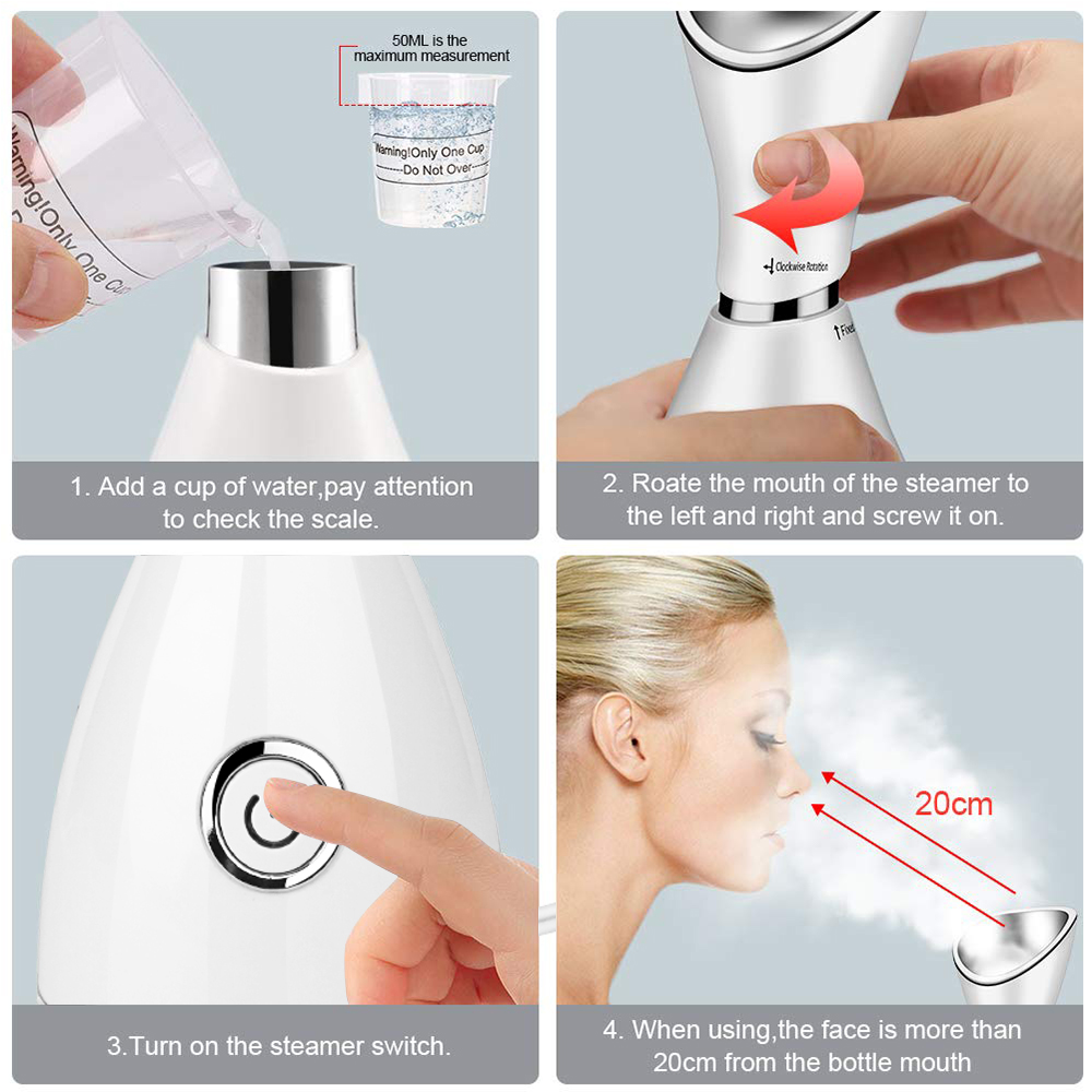Portable Handheld Nano Ionic Facial Steamer with Hydrating Nasal Cleansing for Beauty Salon Home Use