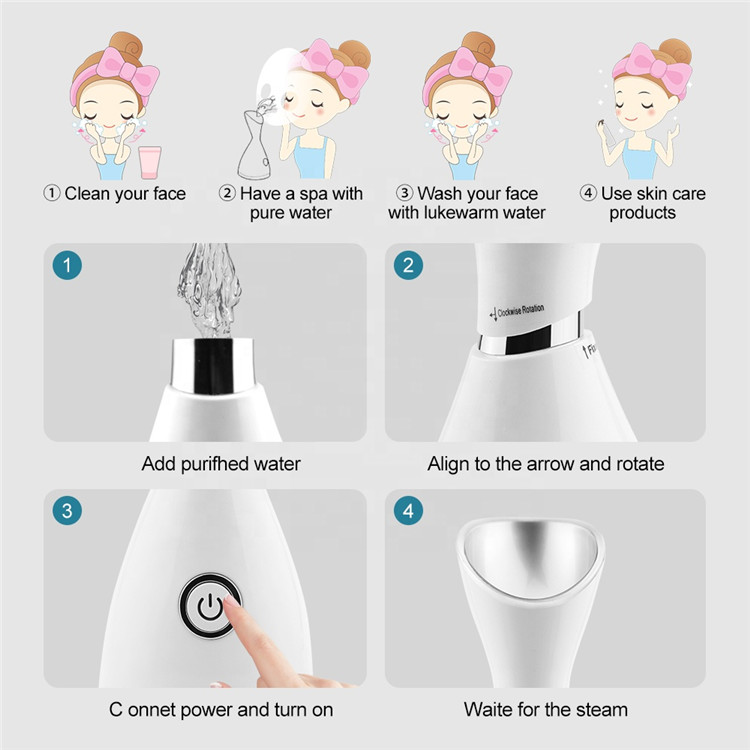 Electric Custom Professional Facial Spa Steamer Nano Beauty Equipment Vaporizer Set Mini Portable Face Steamer for Face