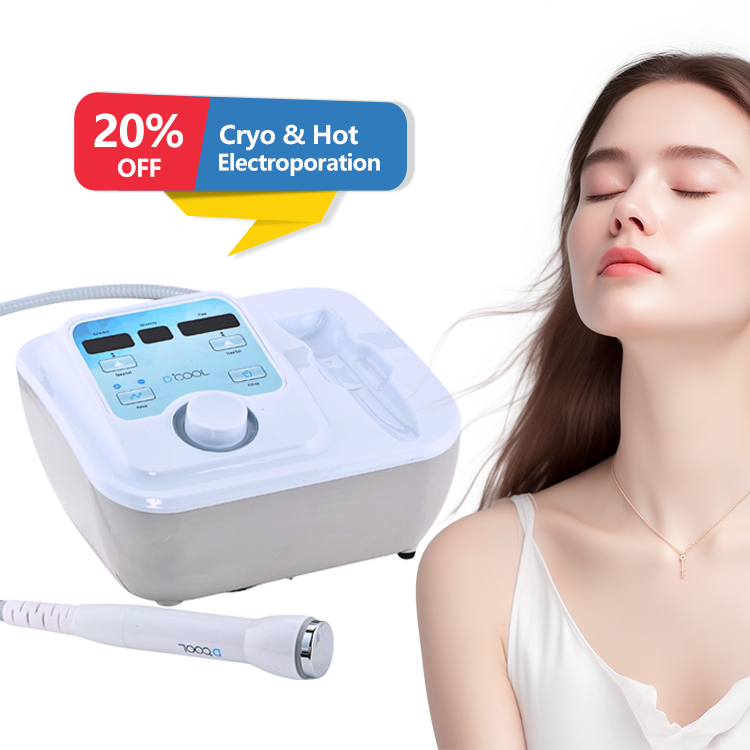 Factory Direct Sell Hot and Cold Hammer Facial Machine Cool Cryo Skin Tightening Electroporation Stainless Steel Skin Device
