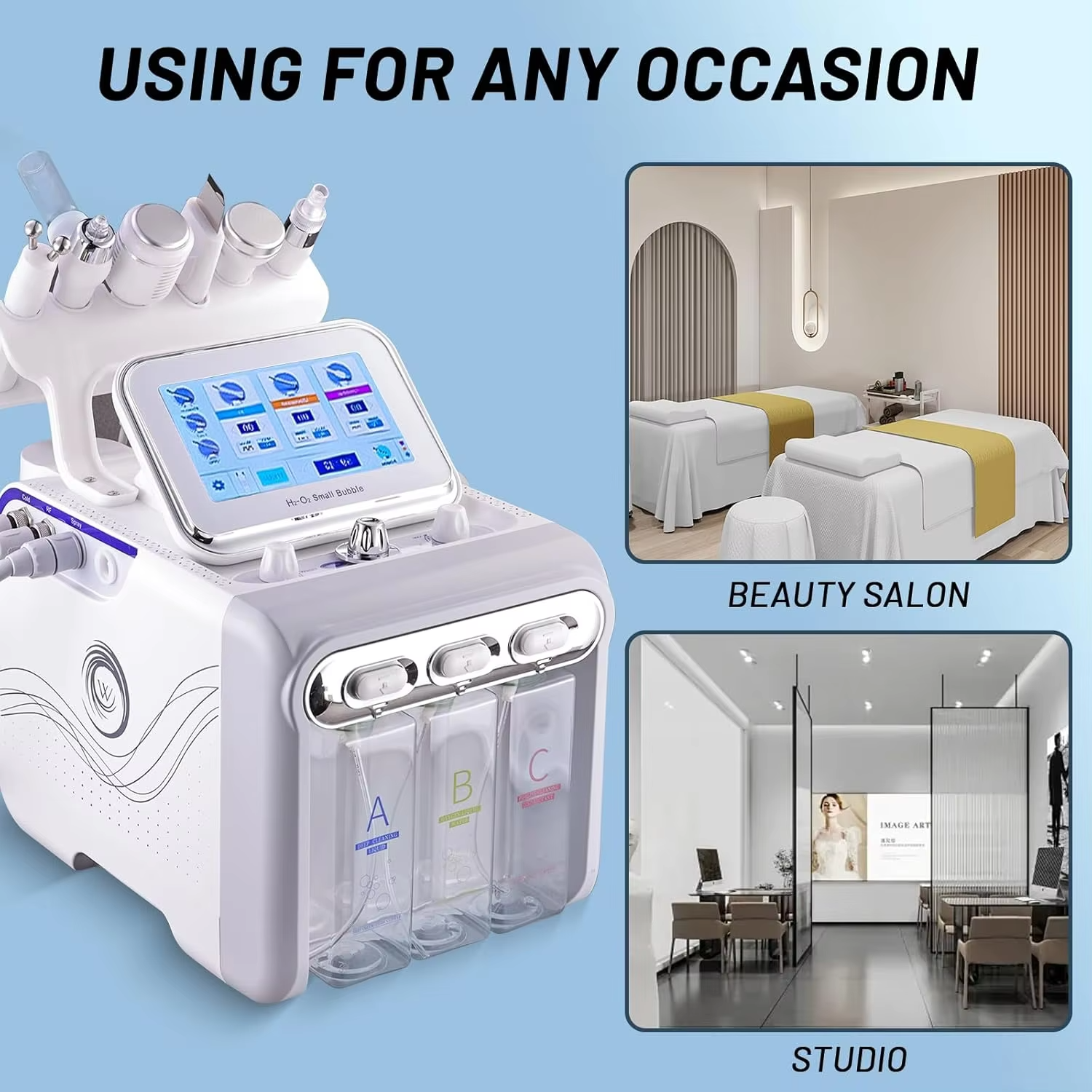 7 in 1 Aqua Hydro Peeling Dermabrasion H2o2 Small Bubble Facial Care Cleaning Machine