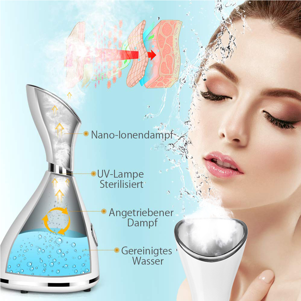 Portable Handheld Nano Ionic Facial Steamer with Hydrating Nasal Cleansing for Beauty Salon Home Use