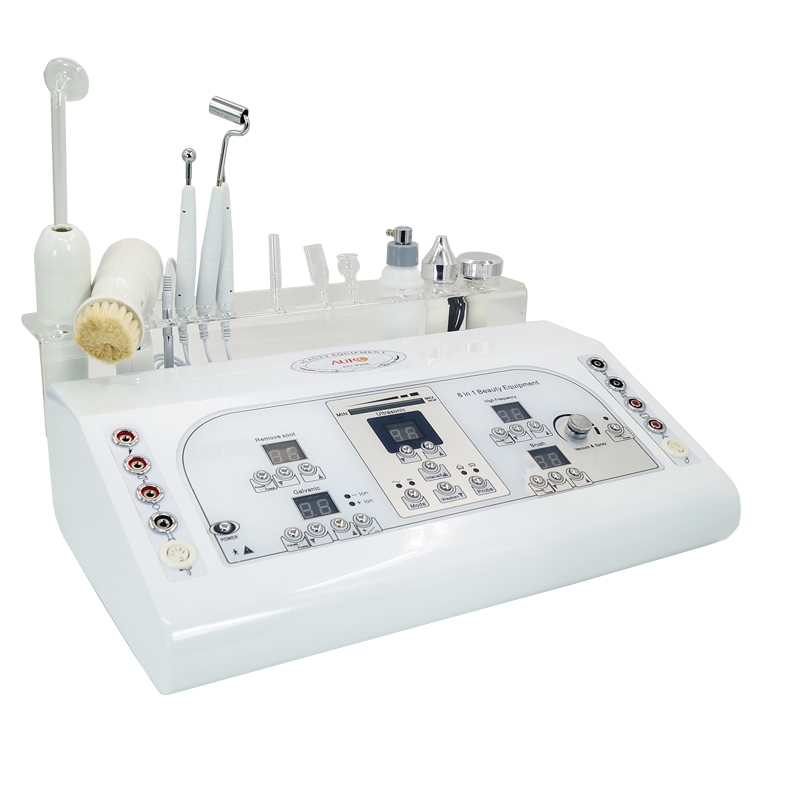 Auro 8 in 1 Cautery Ultrasonido Skin Tightening Vacuum Spray Face Cleaning Brush Galvanic Facial Machine
