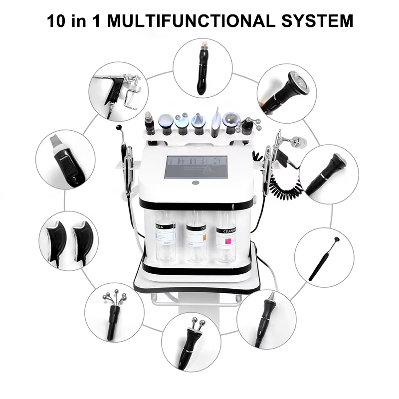 Professional Hydro Aqua Peeling Beauty Facial Equipment 10 Handles Facial Skin Deep Cleaning Machine for Salon Use