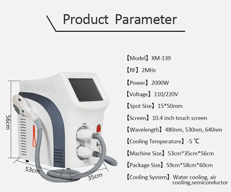Medical CE Approved IPL Aesthetic Laser Hair Removal Elight Facial Permanent Hair Removal Machine