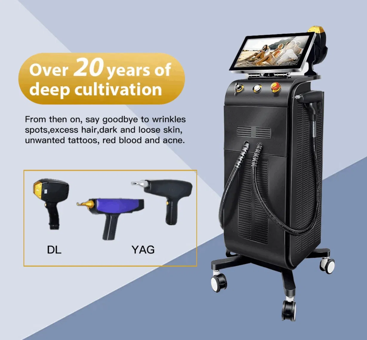 The Most Popular High Power Sapphire Ice Laser IPL Hair Removal Mobile Phone Female Skin Facial Hair Removal and Getting Tattoos YAG Machine