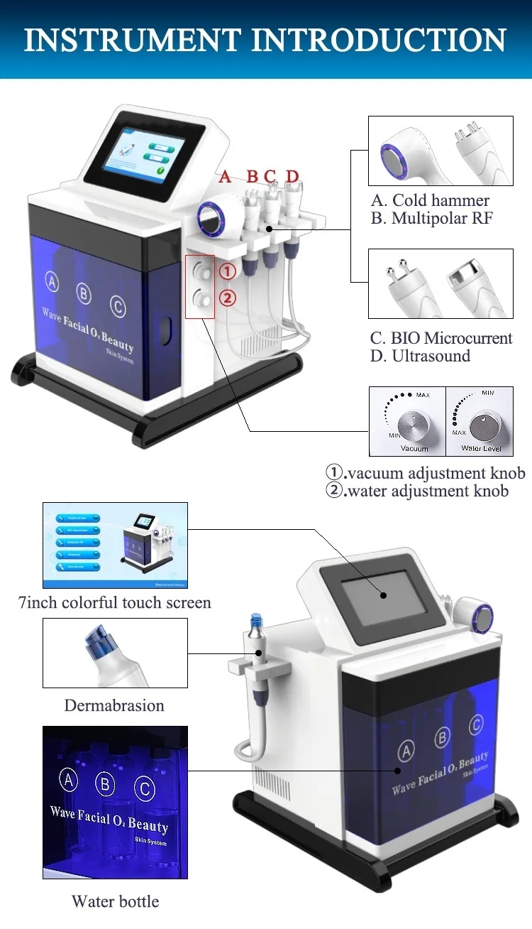5 in 1 Desktop Hydro Bubble Water Dermabrasion Face Cleaning BIO Microcurrent Face Care Machine