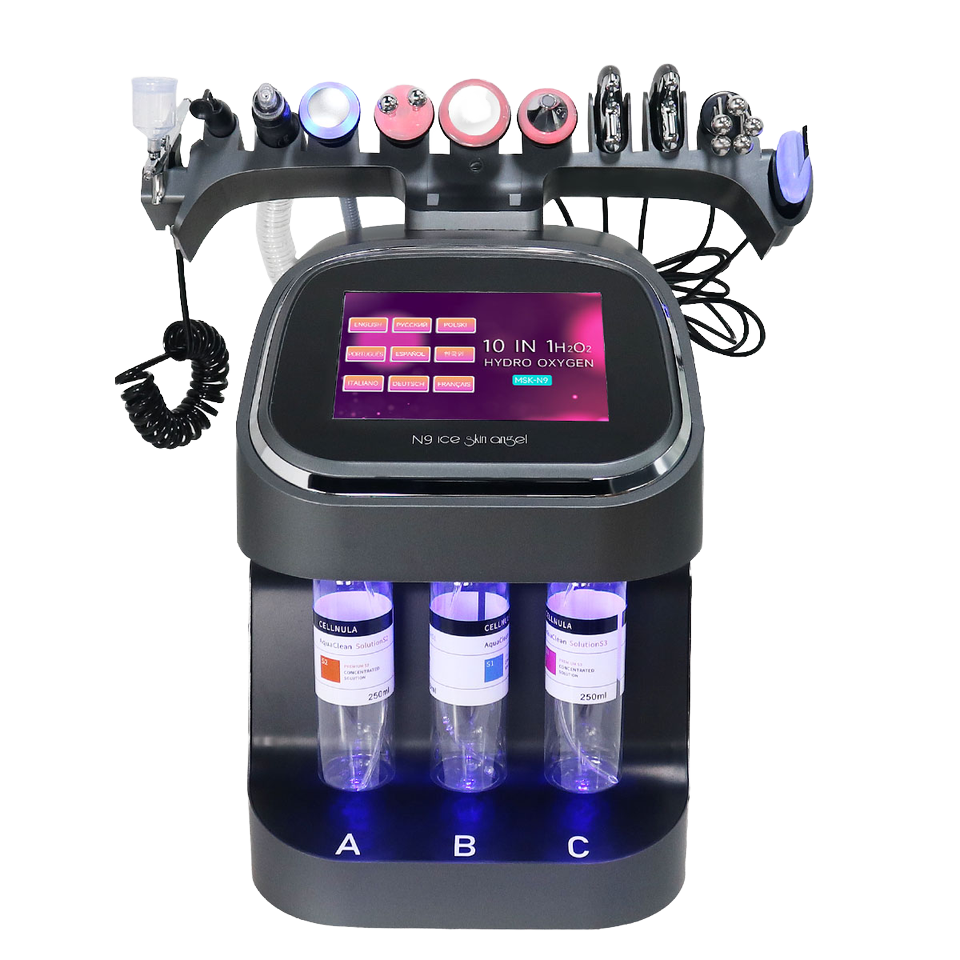 10 in 1 Hydra Dermabrasion Aqua Peeling Machine Hydro Oxygen Facial Dermabrasion Face Deep Cleaning H2o2 Machine Commercial Use